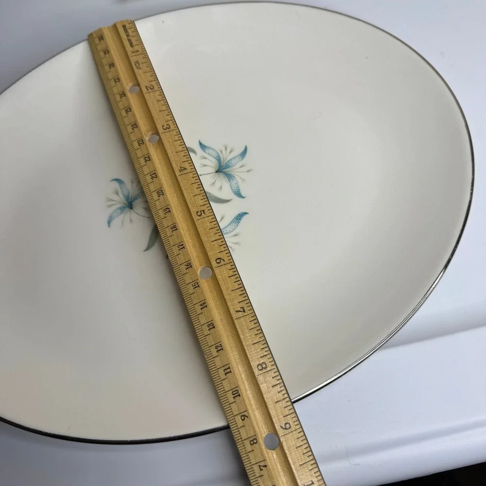Homer Laughlin Triumph Cynthia Oval Serving Platters Blue Floral Set of 2 USA